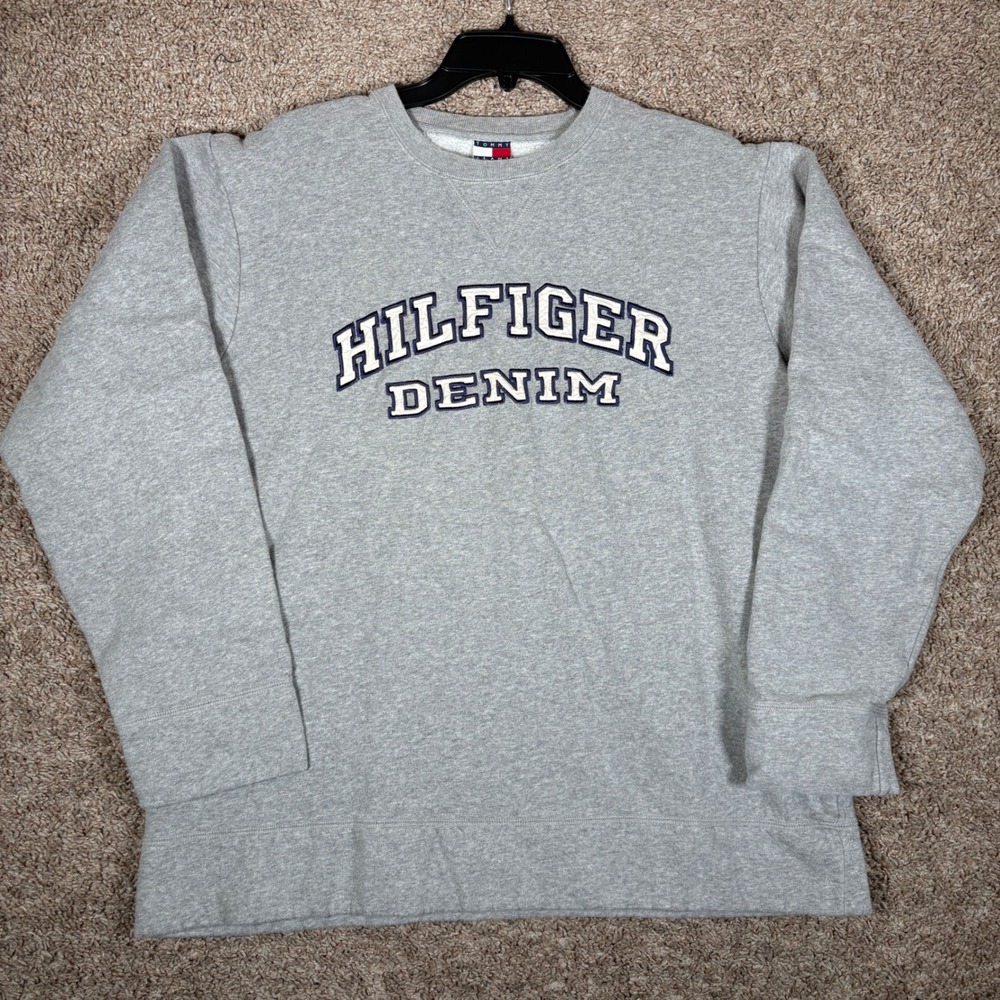 Tommy Hilfiger Jeans Mens Gray‎ Hilfiger Denim Graphic Crewneck Sweatshirt Large
